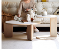 Seattle Solid Oak Round Coffee Table Set with Ceramic Top (new arrival)